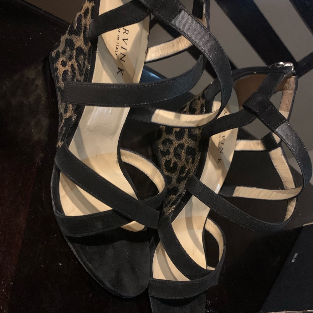 Marvin K Wedge Sandals with leopard design